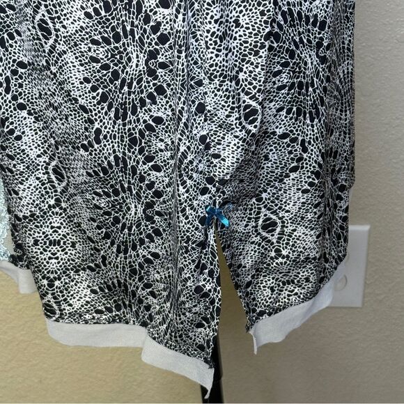 Cosmopolitan Nightie Slip Black and White Patterned With Blue Lace Size Large - Picture 9 of 16